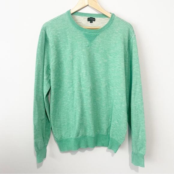 J Crew green pullover crew neck sweater mens large cotton - Picture 5 of 5